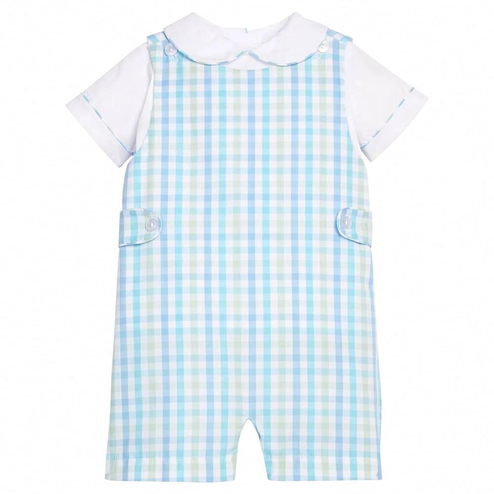 NEW LITTLE ENGLISH kids button tab john john set in briarcliff plaid
